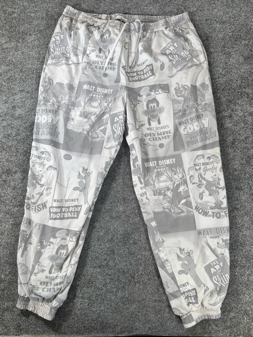 Disney Mickey Mouse Goofy Vintage Poster Print Jogger Pants Men's XL Rare HTF